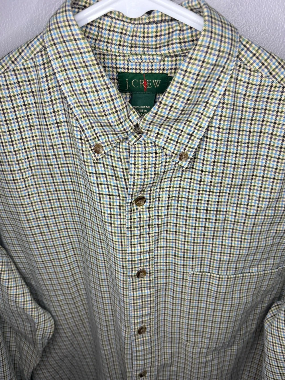 Vintage J.Crew Men’s Plaid Button Down Shirt Long Sleeve Cotton Button Collar